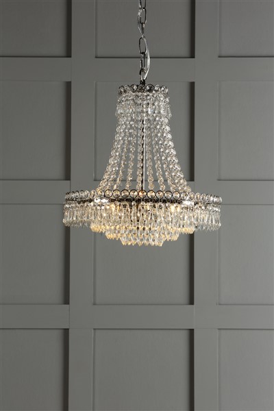 (image for) Laura Ashley Enid Grand 5lt Chandelier Polished Nickel & Cut Glass